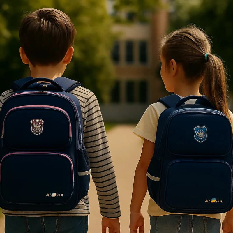 Deux enfants portant un sac à dos orthopédique