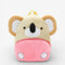 Sac à dos maternelle en peluche koala beige et rose vue de face