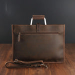 Sac porte-documents cuir marron foncé – Poignée métallique élégante - Vignette | Sacs pour tous