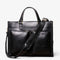 Porte-documents homme en cuir de vachette noir vintage avec double poche avant et bandoulière pour ordinateur portable 14 pouces