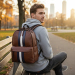 Sac à dos cuir homme – bandes contrastées élégantes - Vignette | Sacs pour tous