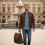 Sac à dos cuir vachette homme vintage rétro marron - Vignette | Sacs pour tous