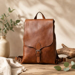 Sac à dos vintage en cuir pleine fleur – Élégant & robuste - Vignette | Sacs pour tous