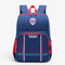 Sac à dos ergonomique garçon bleu et rouge style cartable pour école primaire avec poche avant zippée