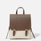 Sac à dos femme bicolore avec rabat marron et double boucles métalliques
