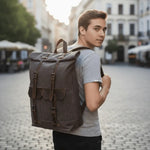 Sac à dos homme cuir et toile – Style vintage et robuste - Vignette | Sacs pour tous