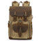 Sac à dos photo vintage étanche en toile kaki et cuir marron avec compartiment modulable