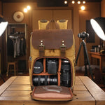 Sac photo vintage toile & cuir de vachette – compartiment modulable - Vignette | Sacs pour tous