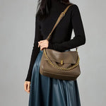 Grand sac à rabat souple en cuir véritable – Élégance intemporelle et look moderne - Vignette | Sacs pour tous