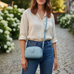 Petit sac bandoulière en cuir véritable – Violet & Bleu - Vignette | Sacs pour tous