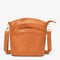 Sac à bandoulière en cuir véritable camel élégant vu de face