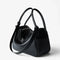 Sac bandoulière femme en cuir de vachette noir avec double anse