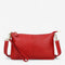 Sac bandoulière femme en cuir véritable rouge avec sangle toile et cuir