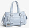 Sac cabas bleu en simili cuir PU avec bandoulière amovible, vue de face