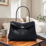 Sac cabas cuir pleine fleur noir femme avec rabat - Vignette | Sacs pour tous