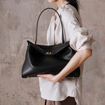 Sac cabas cuir pleine fleur noir femme avec rabat - Vignette | Sacs pour tous
