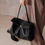 Sac cabas cuir pleine fleur noir femme avec rabat - Vignette | Sacs pour tous