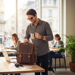 Sac à dos homme en cuir de vachette rétro urbain 20L - Vignette | Sacs pour tous