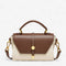 Sac à main premium en cuir véritable beige et marron vue de face