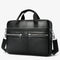 Sac ordinateur homme en cuir véritable noir avec poches zippées avant