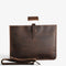 Sac porte-documents en cuir marron foncé pour homme et femme avec poignée métallique et bandoulière réglable