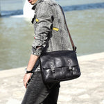 Sac à bandoulière en cuir noir mixte – élégance et solidité au quotidien - Vignette | Sacs pour tous