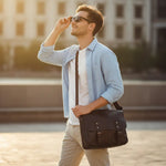 Sac à bandoulière en cuir noir mixte – élégance et solidité au quotidien - Vignette | Sacs pour tous