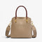 Sac seau rétro cuir véritable beige avec anses marron et bandoulière amovible