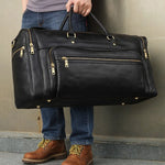 Sac de voyage cuir pleine fleur noir – Grand format structuré - Vignette | Sacs pour tous