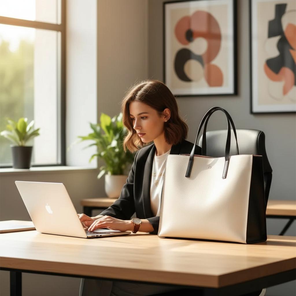 sac cabas cuir de vachette femme travail grand format structuré