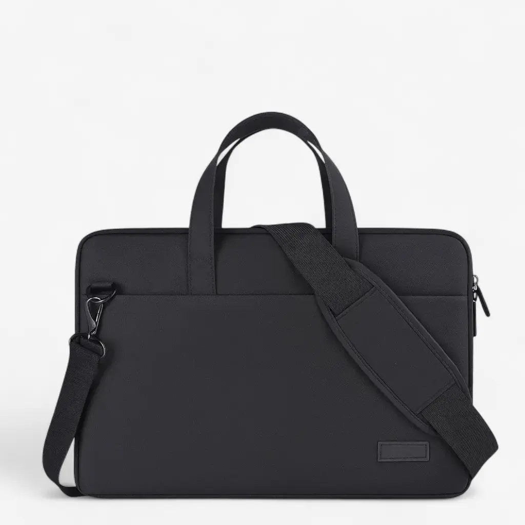 Sacoche ordinateur noire présentée fermée