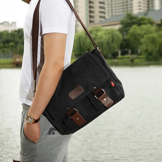 Sac bandoulière vintage en toile – style rétro et robuste