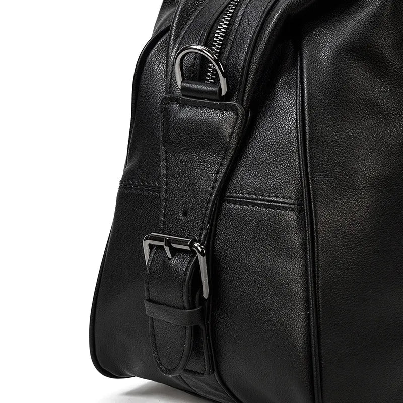 Attache latérale de la bandoulière du sac de voyage en cuir véritable