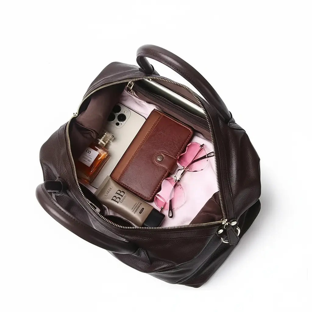 Capacité de rangement du sac cabas femme en cuir de vachette pleine fleur