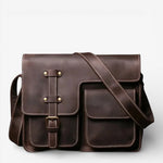 Cartable Homme en Cuir à Bandoulière – Style Rétro Authentique - Vignette | Sacs pour tous