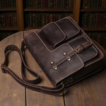 Cartable Homme en Cuir à Bandoulière – Style Rétro Authentique - Vignette | Sacs pour tous