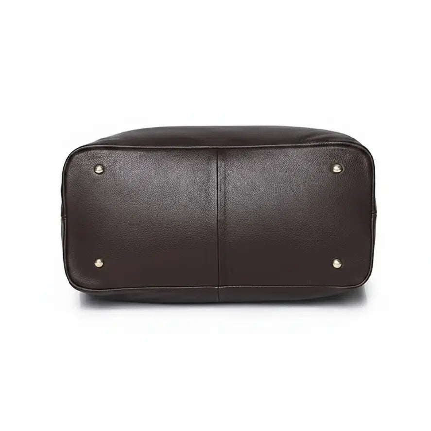 Dessous du sac cabas femme en cuir de vachette pleine fleur