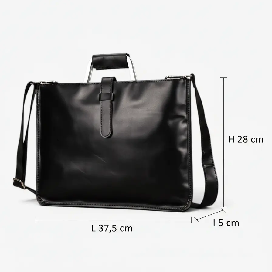 Dimensions du porte-documents en cuir noir compatible ordinateur portable 13 pouces