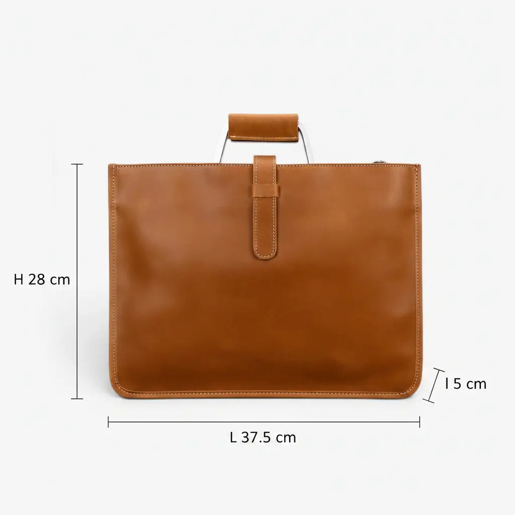 Dimensions du porte-documents en cuir marron compatible ordinateur portable 13 pouces