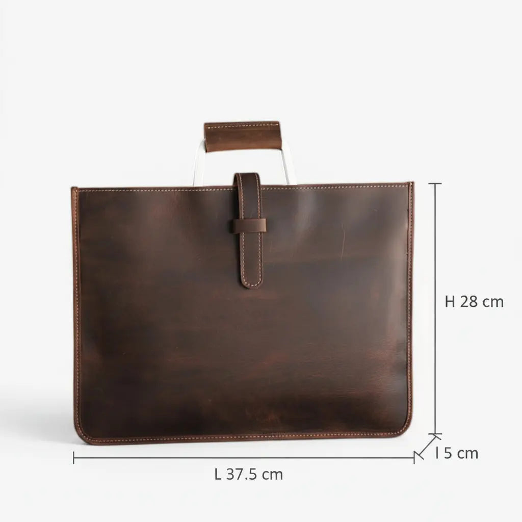 Dimensions du porte-documents en cuir marron foncé compatible ordinateur portable 13 pouces