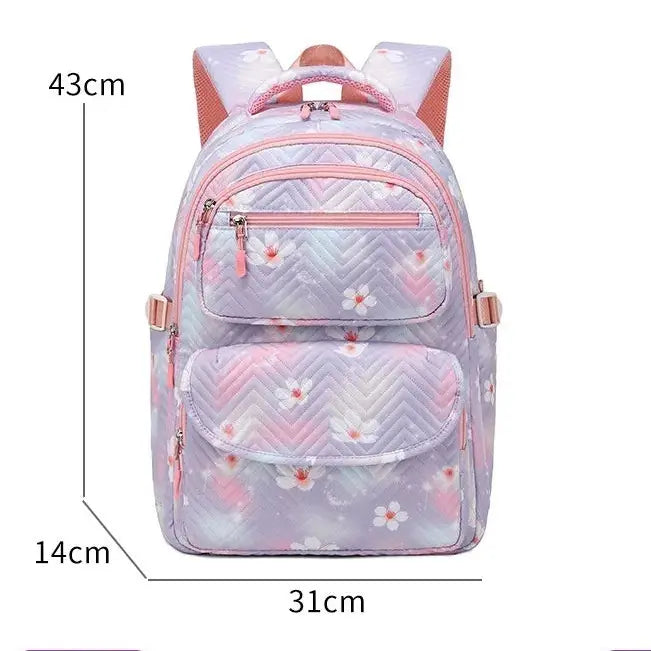 Dimensions du sac à dos scolaire ergonomique fille rose 43 x 31 x 14 cm