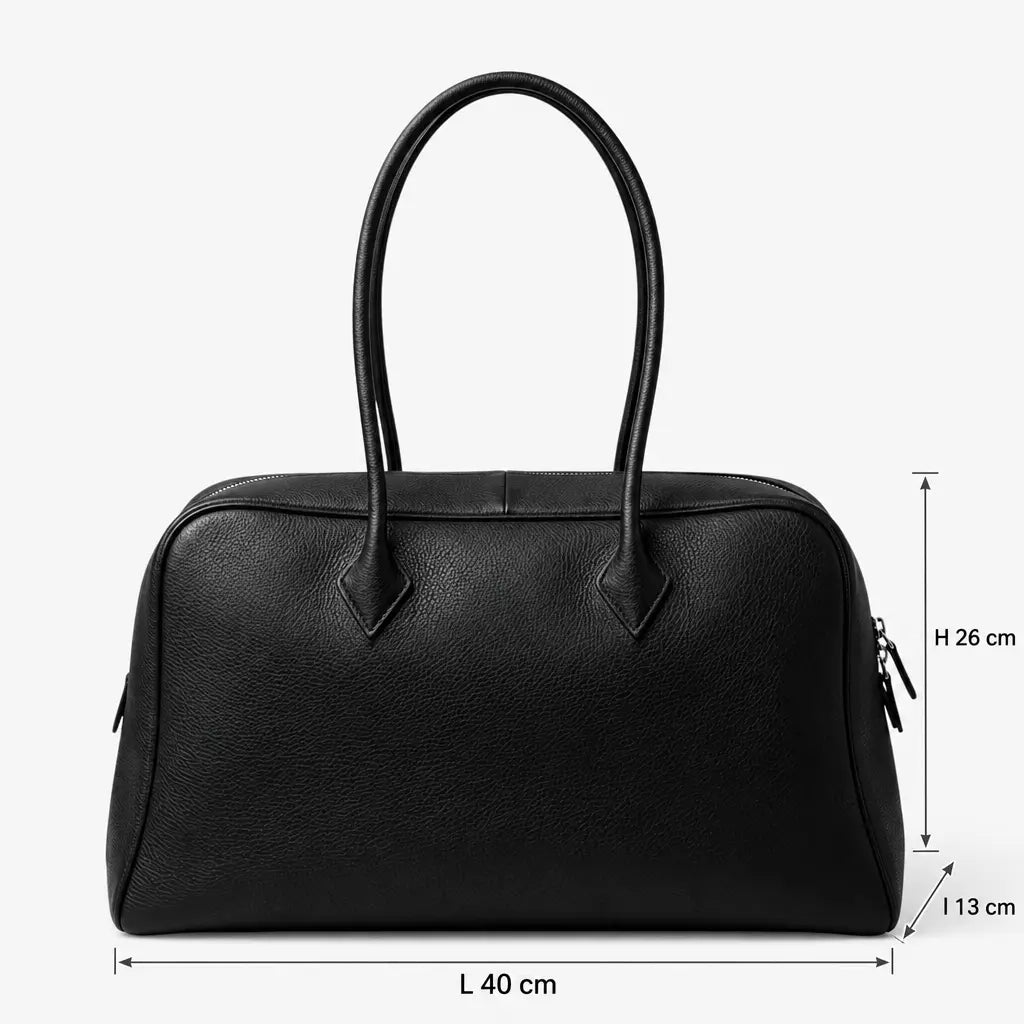 Dimensions du sac cabas femme en cuir de vachette 40 x 13 x 26 cm
