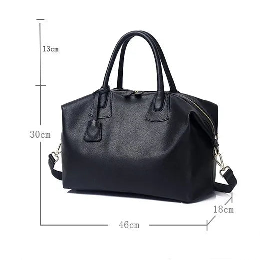 Dimensions du sac cabas femme en cuir de vachette pleine fleur 46 × 18 × 30 cm