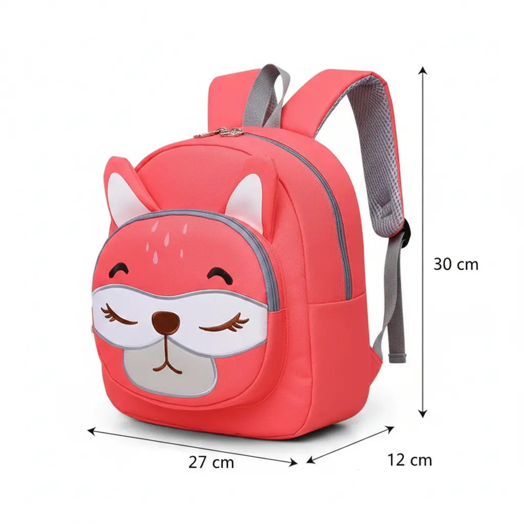 dimensions du sac à dos renard rose pour maternelle 27 x 30 x 12 cm