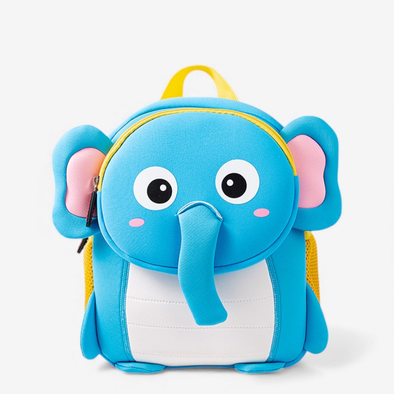 Sac à dos éléphant bleu pour enfant, vue de face