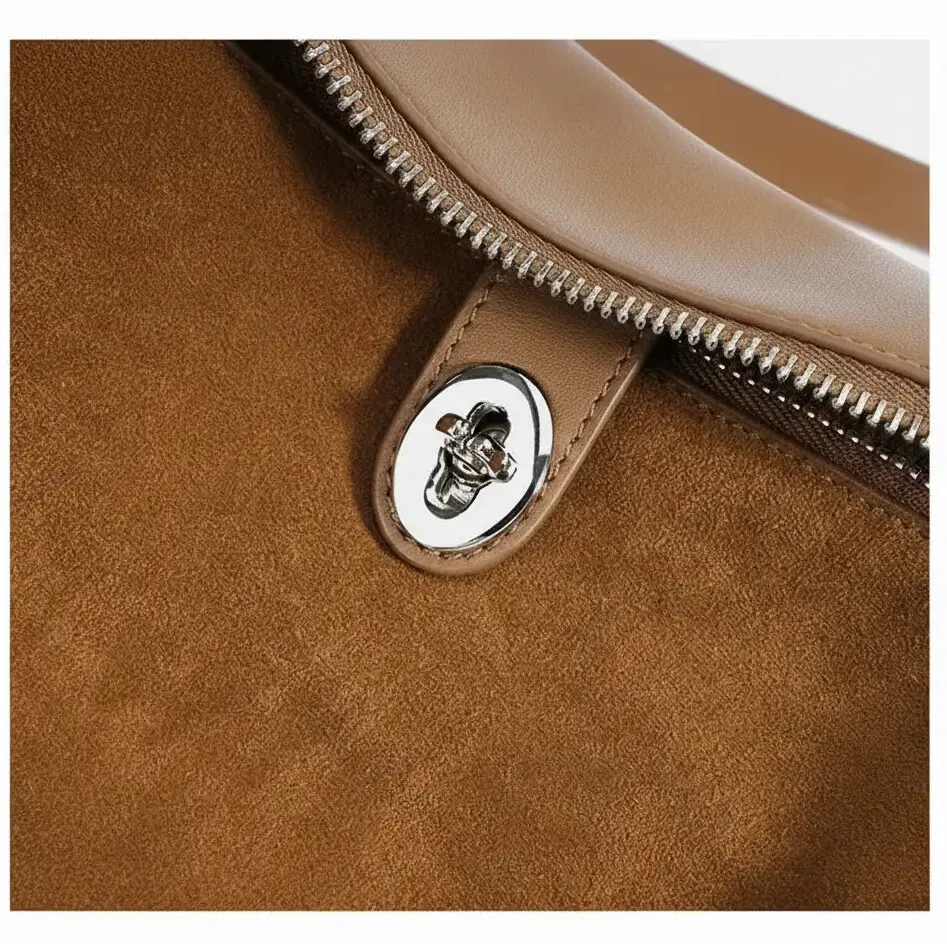 Fermoir métallique rétro du sac en cuir de vachette suédé