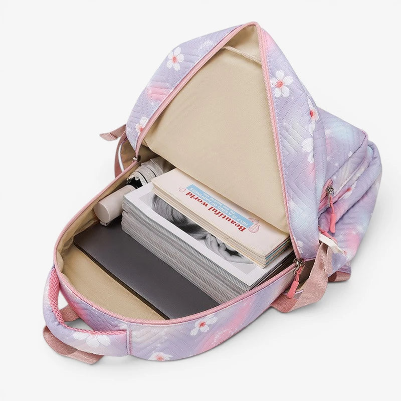 Intérieur du sac à dos scolaire fille grande capacité avec compartiment pour cahiers