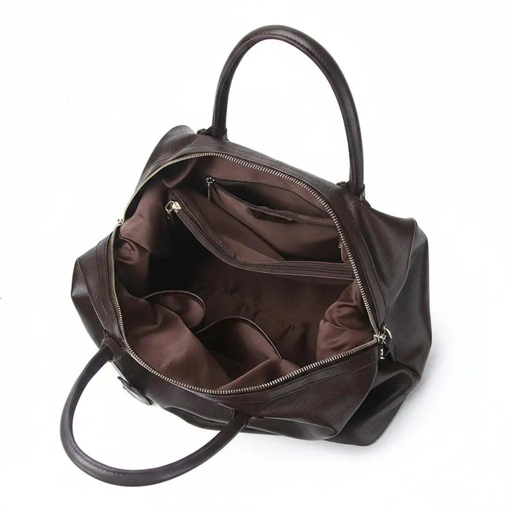 Intérieur du sac cabas femme en cuir de vachette pleine fleur