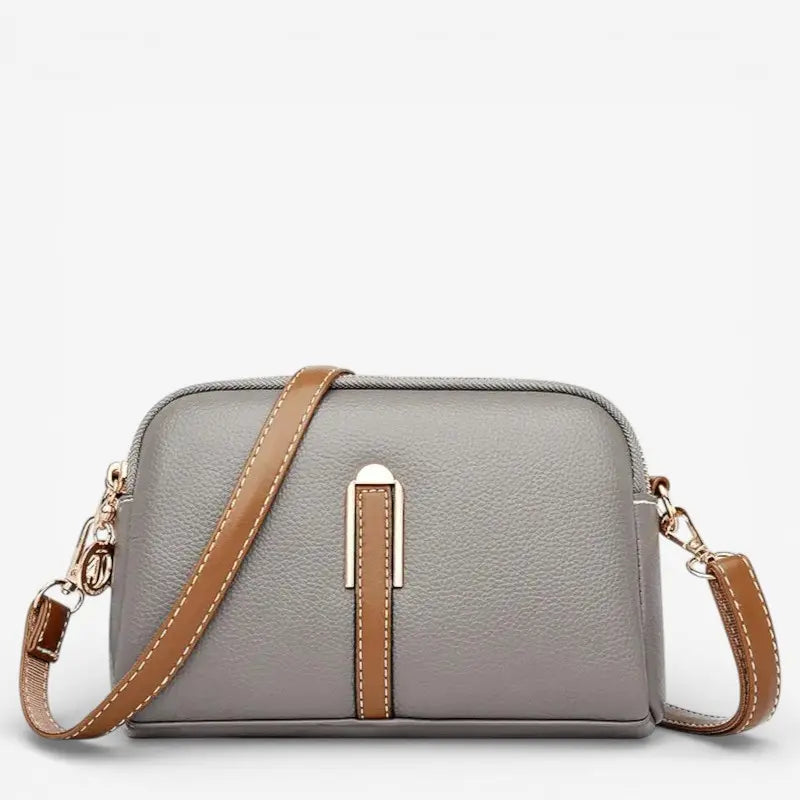 Petit sac bandoulière femme gris en cuir PU avec bandoulière réglable