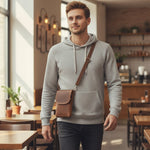 Pochette en cuir véritable à mousqueton  homme – Compacte & élégante - Vignette | Sacs pour tous